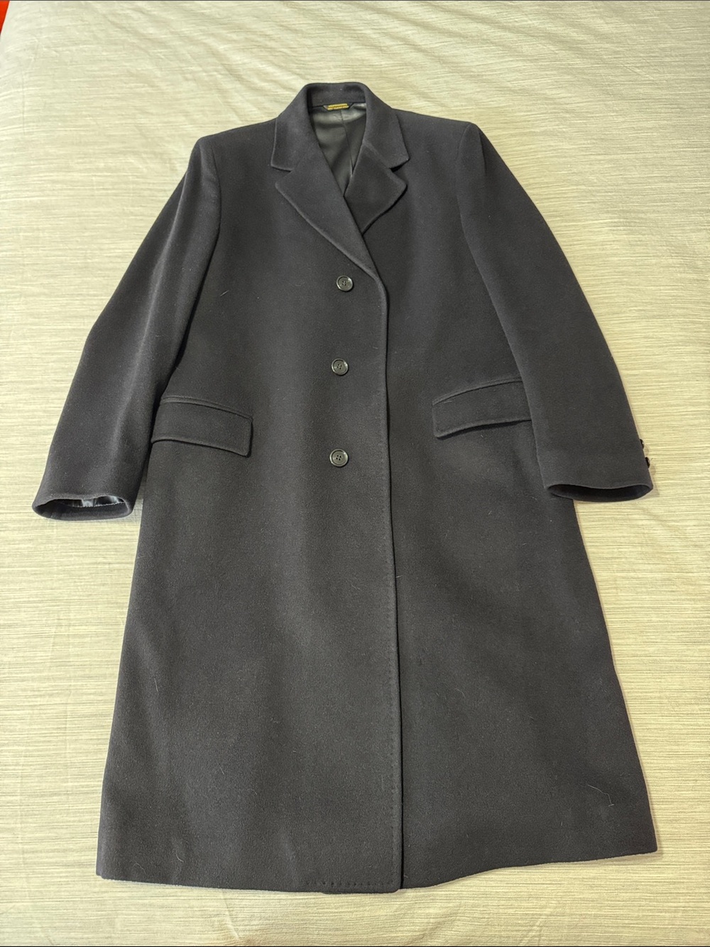 Vintage Cashmere Blend Men’s Long Over Coat Black Tailored Union Made ACTWU
